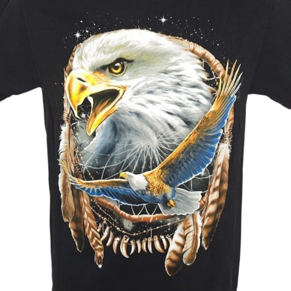 Bald Eagle T Shirt Mens Size Small Black Dreamcatcher Native American Nature Tee